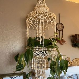 Vintage seashell chandelier plant hanger